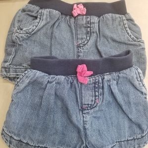 Set of 2 Toddler Girl Jean Shorts,Size 24 months
